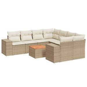 Ensemble de canapés de jardin en rotin PE beige et bois d'acacia avec structure en acier thermolaqué, mobilier d'extérieur élégant - Product Image 2