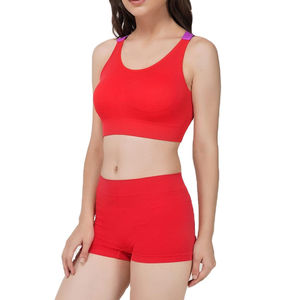 Vêtements de sport pour femmes : Ensemble de yoga sans couture, soutien-gorge de sport, legging taille haute, ensemble de gym, short de course à épaules tombantes - Product Image 3