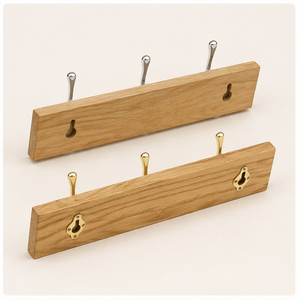 Heavy Duty Solid <b>Wood</b> Wall Mounted <b>Coat</b> Rack with 3 Triple Metal <b>Hooks</b> Premium Polished Brass Finishes for Bathroom Organization - Product Image 3