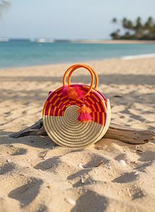 Sac à main rond en paille fait main pour femmes, sac fourre-tout tissé bohème - Product Image 5