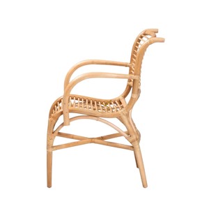 Minimalist Natural Rattan <b>Dining</b> Chair with Armrests Handcrafted Wicker <b>Armchair</b> with Slats for Modern Home Kitchen <b>Dining</b> Room - Product Image 5