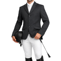 Veste d'équitation softshell respirante - Manteau de concours gris pour l'équitation - Blazer de compétition ajusté et anti-humidité