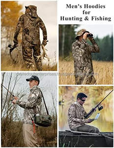 Protection UV Camo Mesh Hoodies avec trous pour les pouces et masque facial intégré Chemise à capuche à manches longues légère et respirante pour hommes - Product Image 5