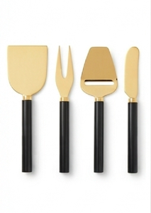 High Quality <b>Cheese</b> <b>Knife</b> <b>Set</b> With Gold Finished And Black Handles Elegant Durable Perfect For Home Kitchen Dining Use - Product Image 4