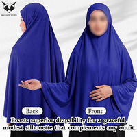 Hijab Abaya Gaya Sporty Warna Biru Full Coverage Kualitas Tertinggi, Pakaian Islami Modis, Longgar, dan Bernapas