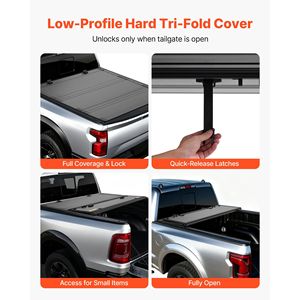 Copertura Tonneau Tri-Fold Impermeabile a Basso Profilo per Cassone Dodge Ram 1500 5.6 ft (2019-2025), Compatibile con Ford F-250 - Product Image 3