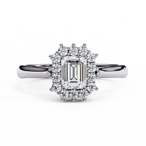 แหวนเพชรทรงเหลี่ยมมรกต 0.5 กะรัต เพชรเลี้ยงในห้องปฏิบัติการ ทองคำแท้ 14K แหวนแบบคลาสสิกประดับเพชรรอบวง สำหรับหมั้น แต่งงาน ครบรอบ พร้อมวงแหวนซ่อนแบบ Halo - Product Image 5