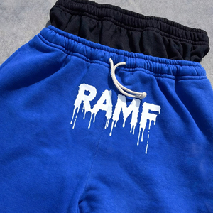 Custom Hip Hop Style Screen Printing Sweatpants High Quality Cotton Acid Wash Distressed Double Waisted Sweatpants for Men - Product Image 3