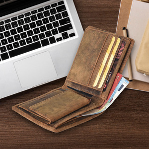 Vintage Brown Leather Bifold <b>Wallet</b> with Flip ID Window Coin Pocket <b>RFID</b> Blocking Multi Card Slots Cash Holder for Men - Product Image 3