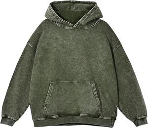 Sudadera con Capucha para Hombre, Forrada, Lavada, de Color Sólido, 100% Algodón, Felpa Francesa, Manga Larga, Estilo Urbano para Invierno - Product Image 1