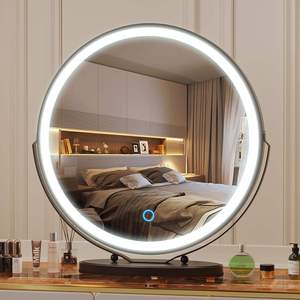 Miroir de maquillage LED rond moderne de qualité supérieure avec commande tactile, miroir de vanité mural pour chambre à coucher et coiffeuse - Product Image 2
