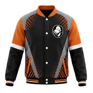 Orange Black White <b>Baseball</b> <b>Jacket</b> Full Zip Long Sleeve Team Uniform Lightweight Comfortable Sportswear - Product Image 1