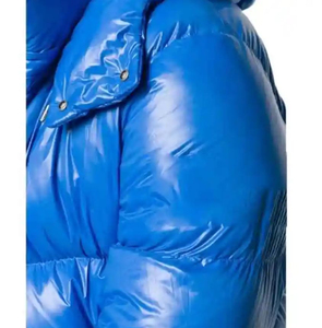 MKB ENTERPRISES Men's Silver <b>Hooded</b> Puffer <b>Jacket</b> Waterproof Windproof Polyester Winter Coat Casual <b>Fur</b> Trim Front Logo Zipper - Product Image 6