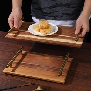 Plateau de service de luxe en bois massif, plateau alimentaire, plateau de présentation pour thé, café, petit-déjeuner, pour hôtel - Product Image 3