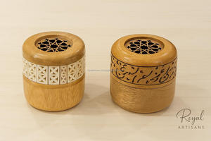Ensemble de brûleurs arabes Bakhoor Mubkhar fabriqués à la main artisanat en bois diffuseur d'encens et d'aromathérapie pour la maison et l'hôtel - Product Image 3