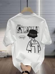 เสื้อยืดลายอนิเมะสำหรับผู้ชายแบบสั่งทำพิเศษ |   เสื้อยืดโอเวอร์ไซส์ผ้าฝ้ายเนื้อหนัก 250-300 GSM |   ลายพิมพ์มังกรสองด้านและลายพิมพ์ตัวอักษร - Product Image 2