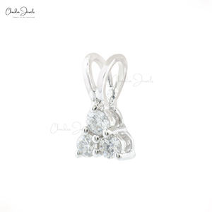 Pendentif Trilogie en Or Blanc Massif 14 carats Fait Main avec Diamant Blanc Rond Taillé de 2,2 mm pour Dropshipping 2026 - Product Image 3