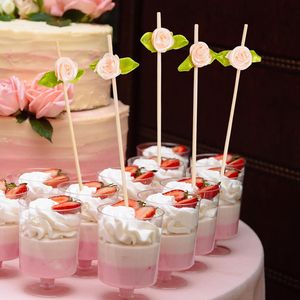 100 Stuzzicadenti Decorativi a Forma di Rosa, Lunghi Stuzzicadenti a Fiore per Antipasti, Bastoncini di Bambù per Feste e Matrimoni - Product Image 3