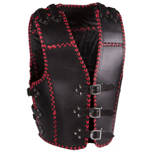 Gilet de moto en cuir, service OEM/ODM, haute qualité, best-seller, faible MOQ, fermoir métallique noir, épais, logo personnalisé, unisexe, toutes tailles - Product Image 5