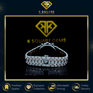 Montre de luxe VVS très demandée, à quartz automatique, analogique, boîtier en acier inoxydable, résistante à l'eau, avec diamants Moissanite et bracelet en silicone - Product Image 5