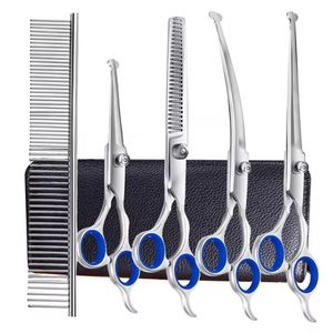 สแตนเลสผมบางโค้งชุดแมวมืออาชีพสัตว์เลี้ยงกรูมมิ่งกรรไกรชุดสําหรับสุนัข - Product Image 1