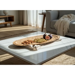 Handcrafted Nordic White Ceramic Leaf Serving Tray Minimalist Texture Decorative Platter For <b>Coffee</b> <b>Table</b> Luxury Jewelry Display - Product Image 6