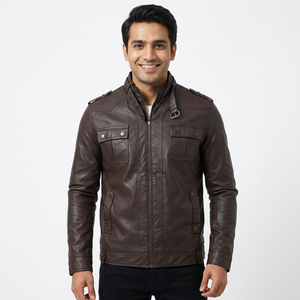 Stylish Men's Classic <b>Black</b> Leather <b>Jacket</b> for Everyday Fashion and Biking High Street Style <b>jacket</b> for men - Product Image 5