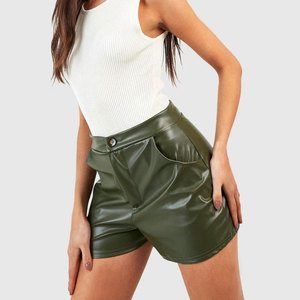 LUXE ATTIRE INDUSTRY <b>Women</b> PU Leather <b>Skorts</b> High Waist Elastic Waist Wide Leg Casual Knitted Loose Fit Custom Logo OEM - Product Image 4