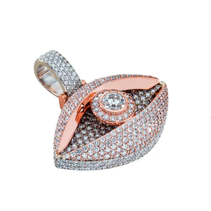 Colgante Horus de Plata 925 Bañado en Oro Rosa con Diamante Moissanita, Joyería Religiosa Hip Hop, Amuleto de Protección Ocular con Incrustaciones para Fiesta - Product Image 4