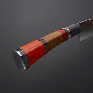 Couteau de chef artisanal personnalisé avec manche en bois rouge, couteau de cuisine fait main avec étui en cuir - Product Image 4