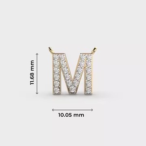 Custom Gold Initial Pendant with Diamond Alphabet Letter M <b>Charm</b> Elegant Gift Jewelry for Women - Product Image 4