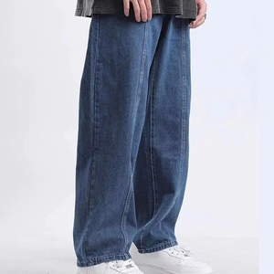 Jean en denim décontracté taille haute ample vintage délavé avec logo personnalisé, le plus vendu, service OEM disponible pour hommes - Product Image 5