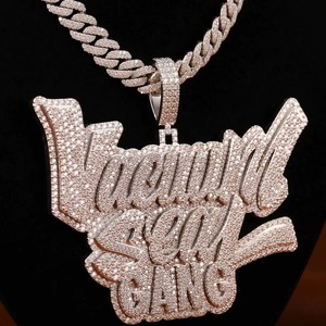Unique Custom 925 Sterling Silver Rose Gold Plated Hip Hop Style Moissanite Letter <b>Name</b> Pendant Iced Out Two Tone Letter Pendant - Product Image 5