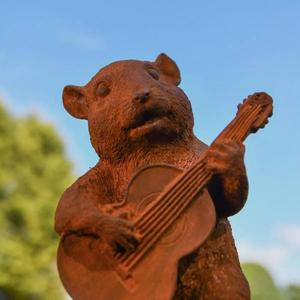 Estatua de Ratón Guitarrista Rústico, Adornos de Jardín, Figura de Ratón Metálica Vintage, Artículos de Decoración para Exteriores, Escultura - Product Image 3