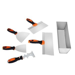 Set di attrezzi per cartongesso 6 pezzi: Raschietto per pittori da 3 pollici + 2 spatole per stucco/nastro + Vaschetta per stucco da 12 pollici in acciaio inossidabile - Product Image 3