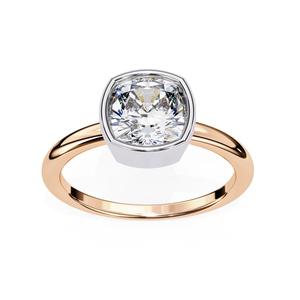 <b>Cushion</b> Cut Lab Grown Diamond Bezel Solitaire Ring Elegant Plain Shank Sustainable Jewelry for Engagement and Daily Luxury - Product Image 5