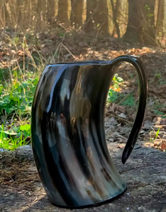 Tasse à boire artisanale en corne écologique, style vintage, en corne naturelle, anti-fuite avec couvercle coulissant, 6 pouces, 500 ml, vaisselle de fête, indienne - Product Image 3