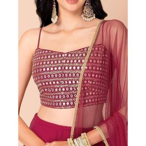 Adorable Pink Georgette Compromiso Wear Lehenga Choli con Dupatta Wedding Apparel - Product Image 4