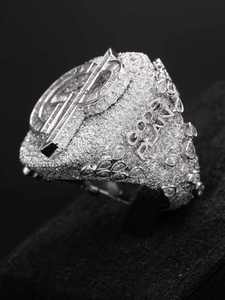 Custom Name Moissanite <b>Ring</b> Rhodium Plated <b>Iced</b> Hip Hop Band Resizable Silver Jewelry for Men - Product Image 1