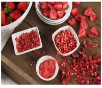 Gefreeze-droogde aardbeienplakjes, natuurlijke knapperige fruitsnack, premium gefreeze-droogde aardbeienplakjes, gezonde fruitsnack