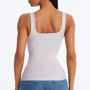 Women's Sexy Club Style Short Cropped Tank <b>Tops</b> Hollow <b>Cross</b> Corset Design Solid Color Knitted Fabric Logo Waffle Women Tank <b>Top</b> - Product Image 2