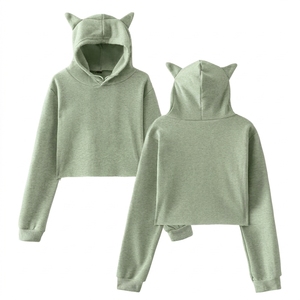 Washed Lady Hooded 380gsm Oversized 100% Hoodies Cropped Pullover for Women Plain Tyed Long Sleeve Streetwear Hoodie - Product Image 6
