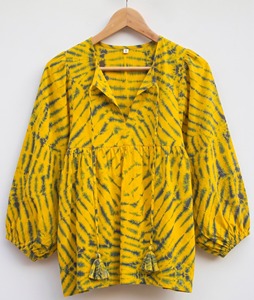 Women's Woven Tie Dye Lace Cotton <b>Blouse</b> Balloon Sleeve Tassel Bohemian V-neck Loose Fit <b>Christmas</b> All Seasons - Product Image 6