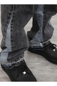 2026 Custom <b>Men's</b> Slim Fit Athletic <b>Stretch</b> Denim Jeans Hot Selling Washed Pant with Patchwork Pattern Straight Style - Product Image 6