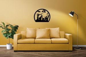 Horror Witches Round Metal Wall Art Spooky Halloween Hanging Decor For Home Door Wall Party Festive Scary Theme Design - Product Image 4