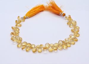 AAA Natural Yellow Citrine Faceted Pear Shape Briolette 5x7MM Citrine Gemstone Beads 8 Inch Strand Premium Quality Citrine Beads - Product Image 3