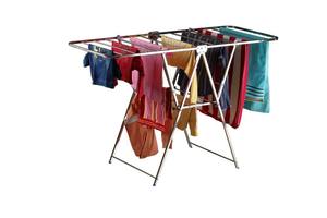 ราวตากผ้าสแตนเลสแบบพกพา ที่แขวนผ้าพับได้ สำหรับระเบียงบ้าน - Product Image 1