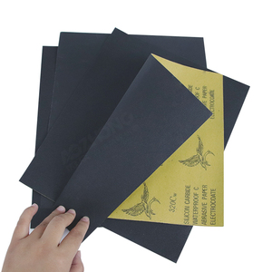 Hoja de papel de <span class=keywords><strong>lija</strong></span> de carburo de silicio negro Papel de <span class=keywords><strong>lija</strong></span> húmedo seco para jeans DIY - Product Image 1