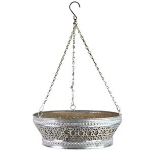 Jardinière suspendue en métal de style luxueux, design filaire, couleur noire, pour intérieur et extérieur, avec chaîne - Product Image 5