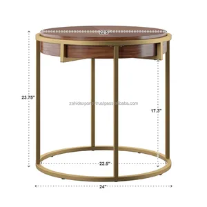 Luxury Handmade Modern Round Coffee Table Set Gold Metal <b>Frame</b> Adjustable Eco-Friendly Factory Export Home Decor ZAHID EXPORTS - Product Image 5